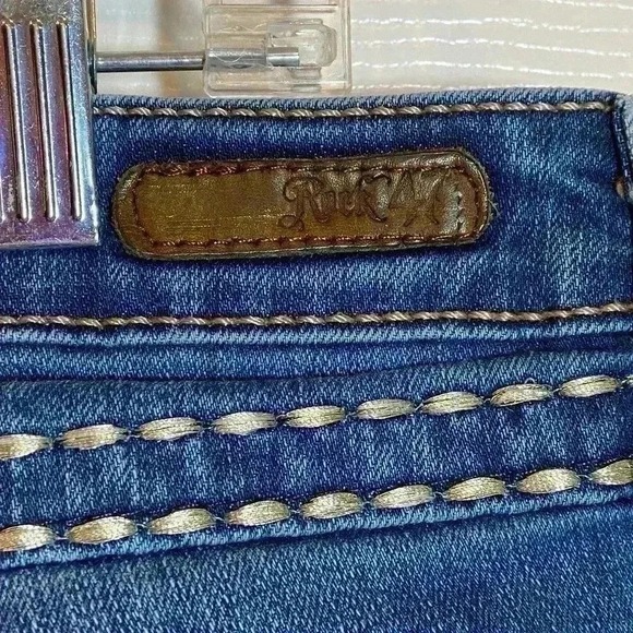 Rock 47 by Wrangler Women's Bootcut Jeans Distressed Blue Size 30x30 - Picture 5 of 9